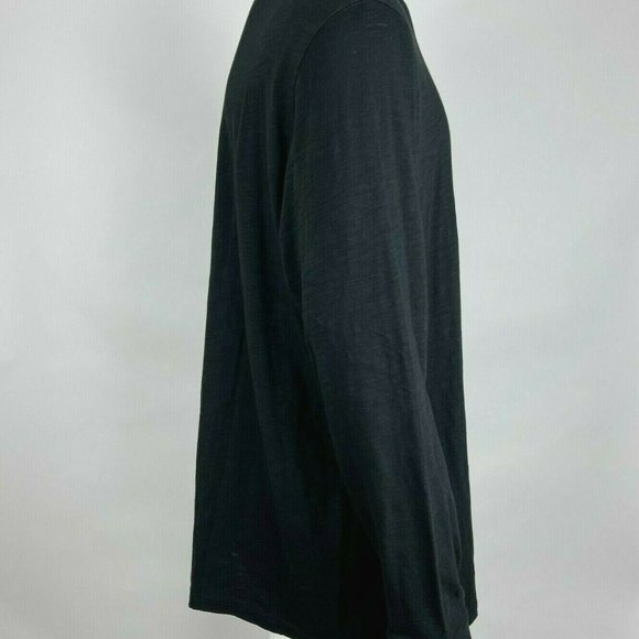 Vince Long Sleeve Henley Tee‎ Shirt Cotton Crew Neck Stretch Top Black Mens XXL - Picture 4 of 12